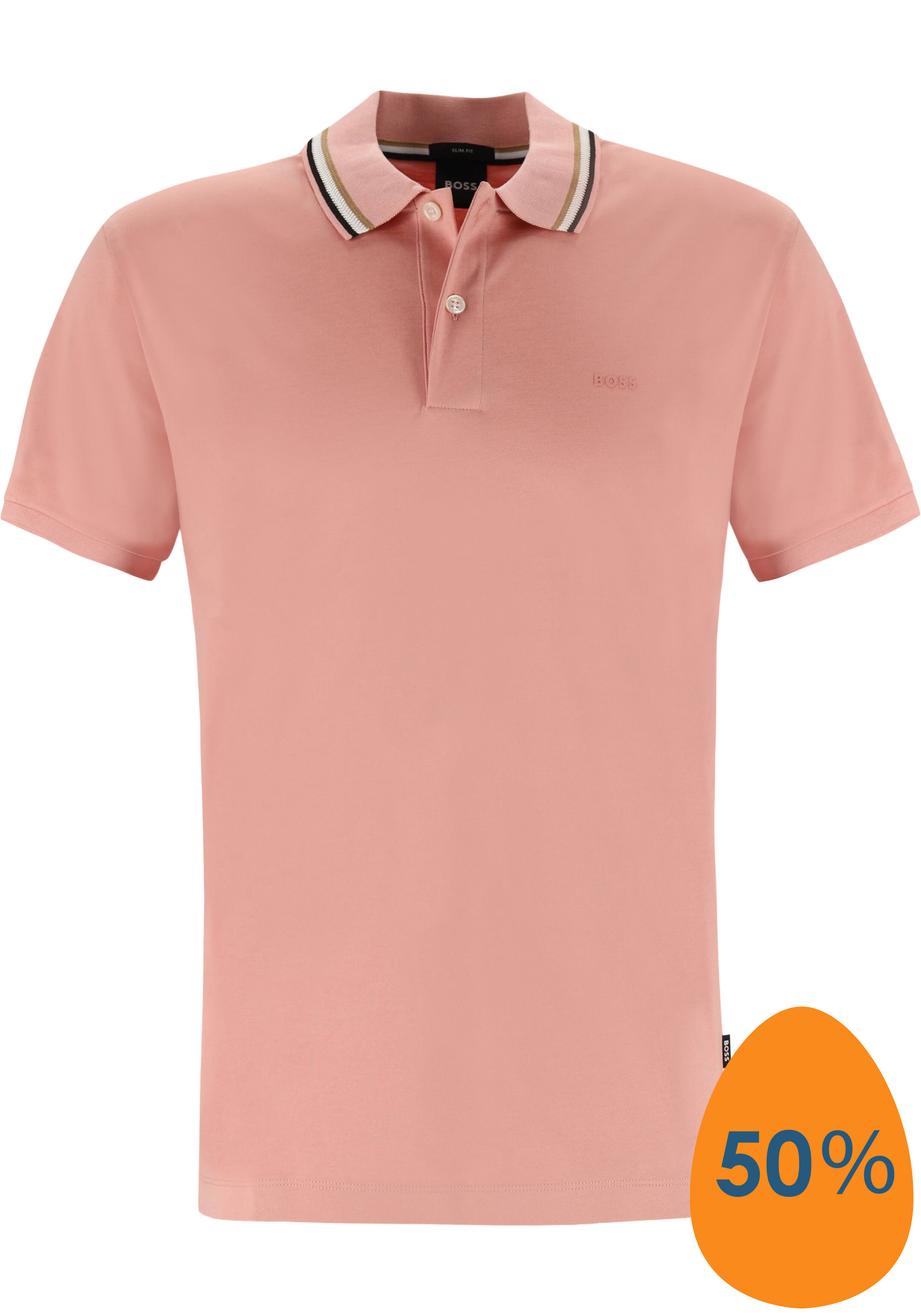 BOSS Penrose slim fit polo, jersey, lichtroze